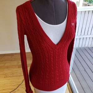 💋sold💋Hollister & Co. Bright Red V-Neck Sweater